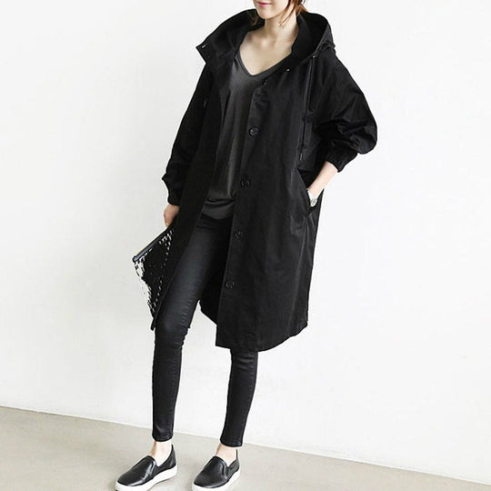 Damen Trenchcoat Leichtes Material mit Kapuze
