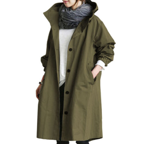 Damen Trenchcoat Leichtes Material mit Kapuze