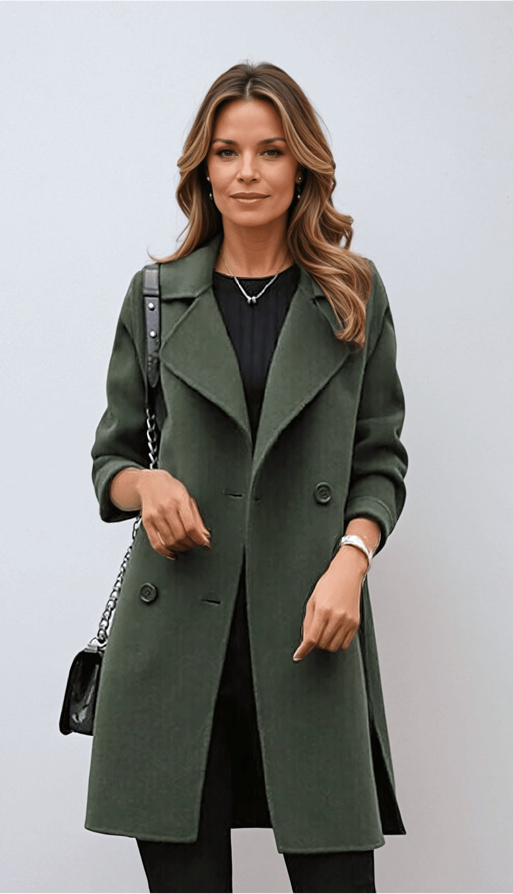 Damen Woll Mantel Doppelbrust Elegant Winter Mäntel
