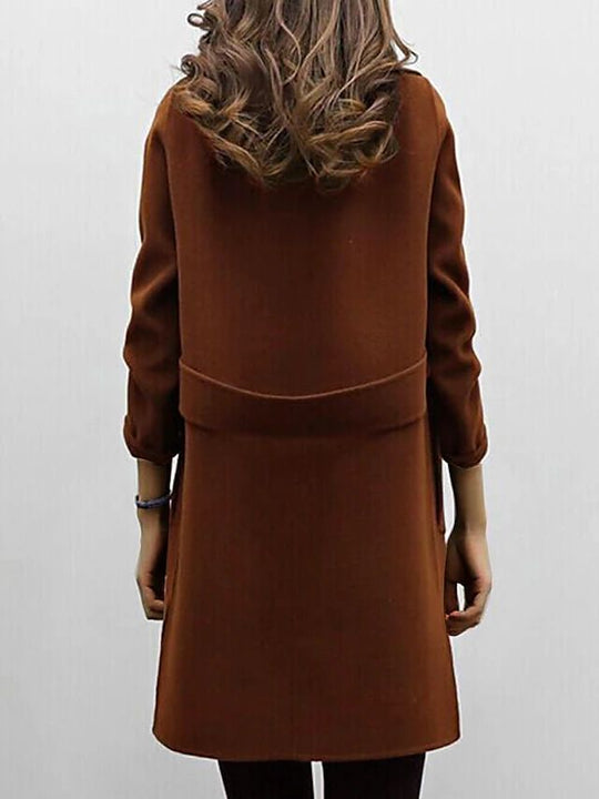Damen Woll Mantel Doppelbrust Elegant Winter Mäntel
