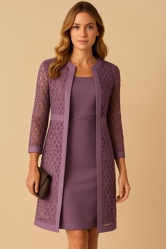 Elegantes Set Kleid mit Spitzensakko für Damen