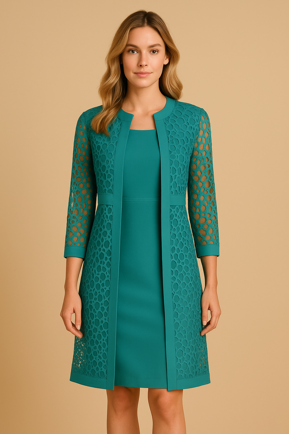 Elegantes Set Kleid mit Spitzensakko für Damen