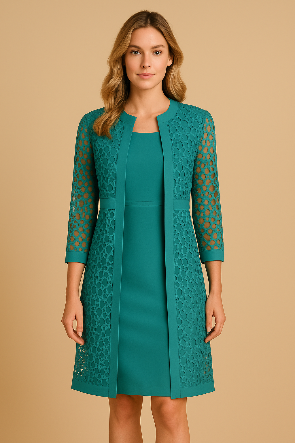 Elegantes Set Kleid mit Spitzensakko für Damen