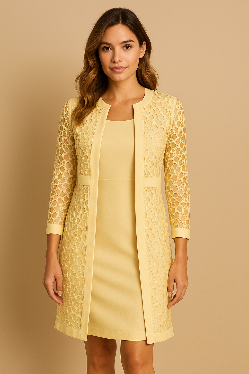 Elegantes Set Kleid mit Spitzensakko für Damen