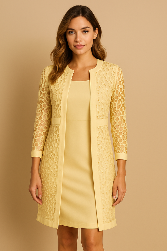 Elegantes Set Kleid mit Spitzensakko für Damen
