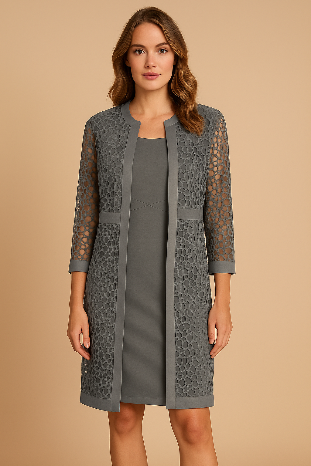 Elegantes Set Kleid mit Spitzensakko für Damen