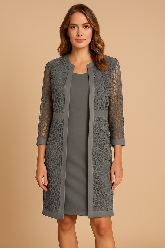 Elegantes Set Kleid mit Spitzensakko für Damen