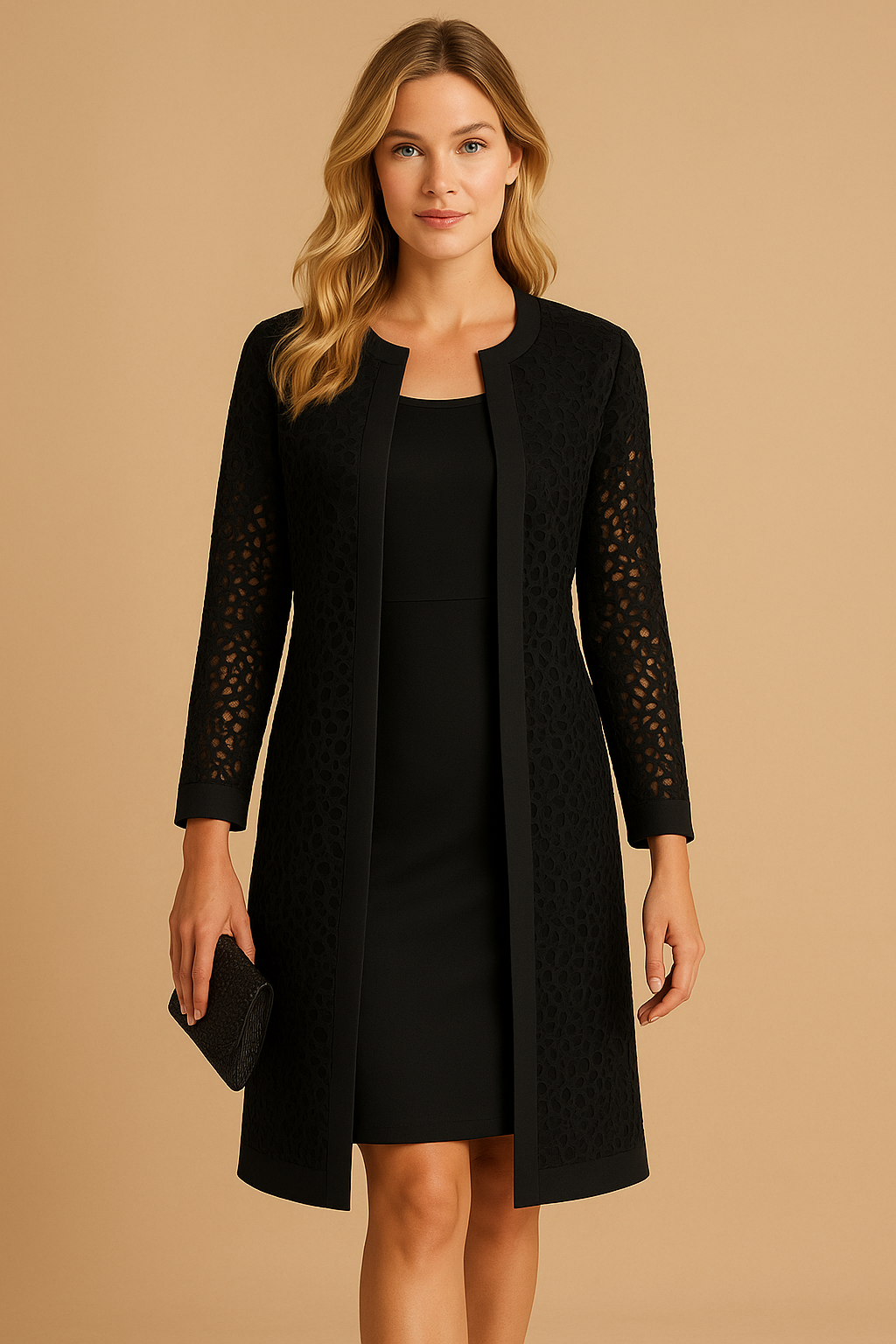 Elegantes Set Kleid mit Spitzensakko für Damen
