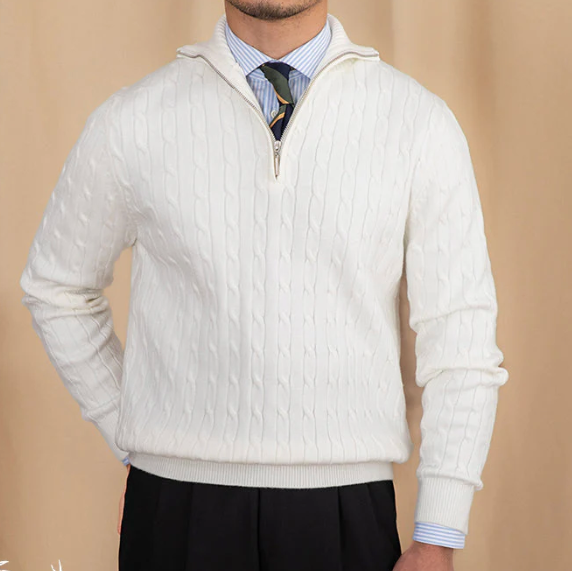 Garnmischpullover mit Halbzip-Kragen für Herren
