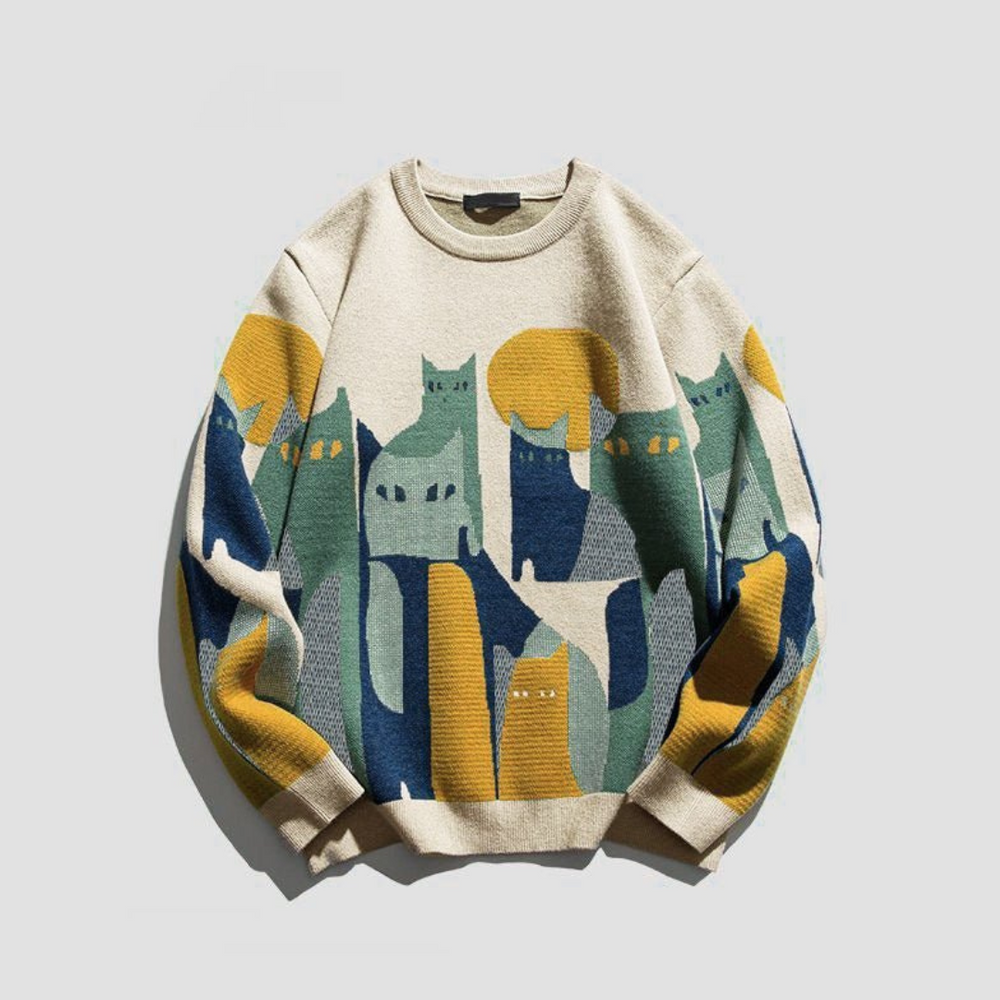 Gedruckter Pullover mit Rundhalsausschnitt für Herren