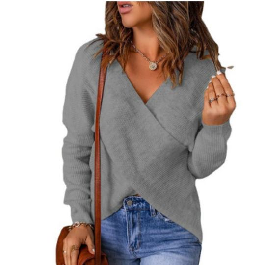 Gekreuzter Damenpullover mit Schmeichelhaftem Design für Damen