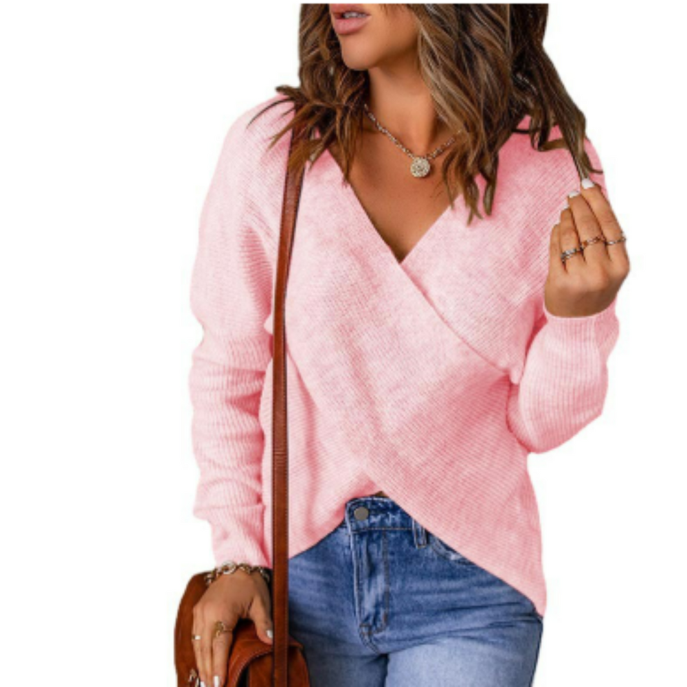 Gekreuzter Damenpullover mit Schmeichelhaftem Design für Damen