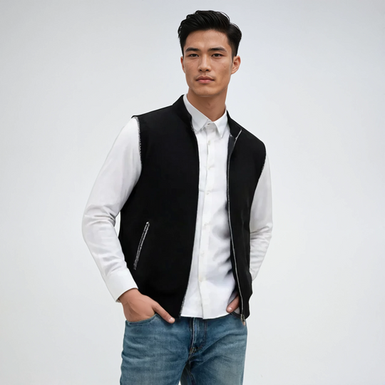 Gilet Baumwolle mit Reißverschluss und Taschen für Herren
