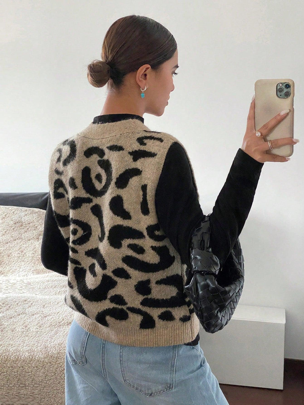 Gilet Wollmix mit V-Hals und Knopfverschluss für Damen