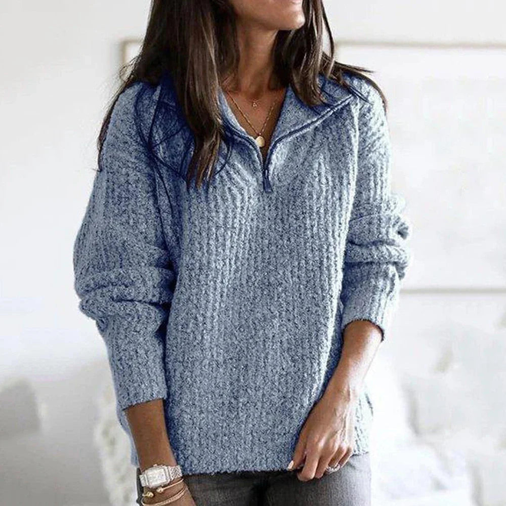Halb-Reißverschluss Pullover für Damen