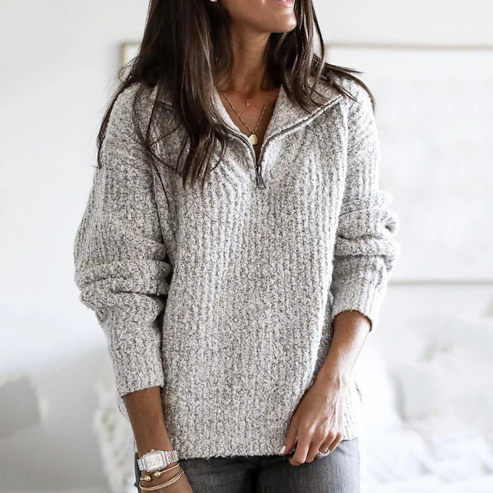 Halb-Reißverschluss Pullover für Damen