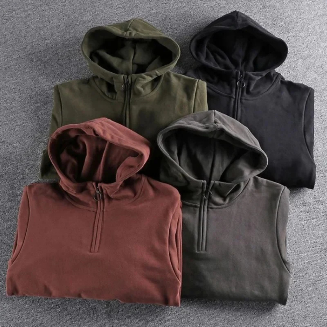 Halber Reißverschluss Kapuzenpulli für Herren