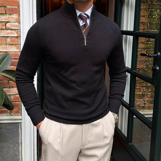 Halbzip Pullover aus weicher Strickmischung für Herren