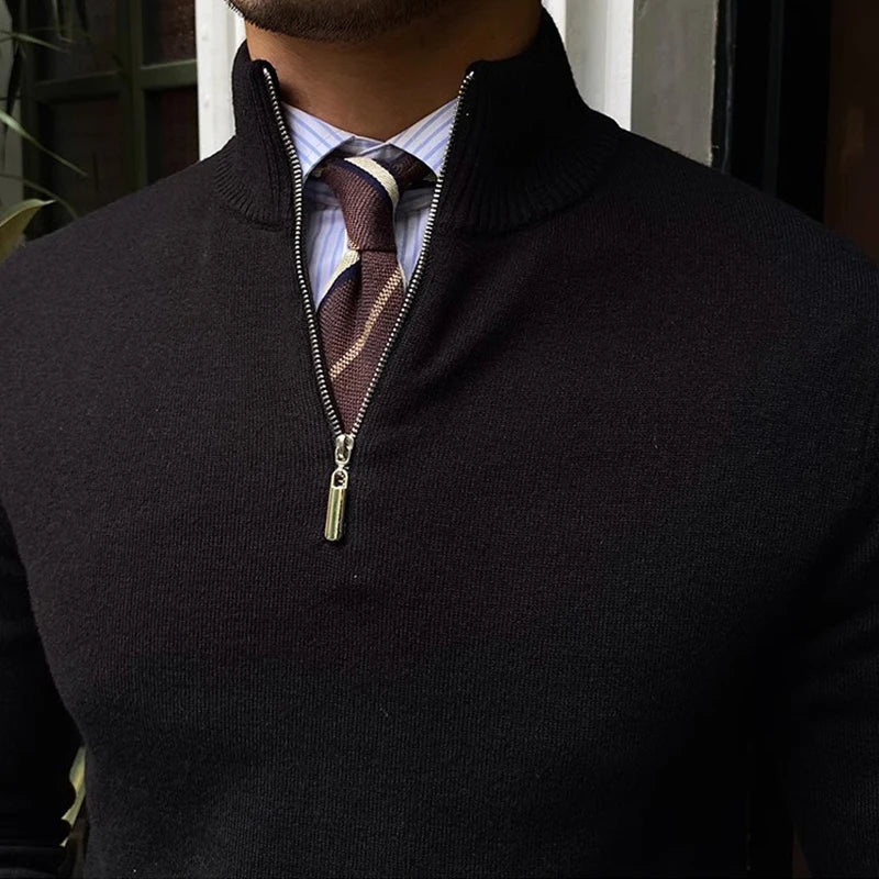 Halbzip Pullover aus weicher Strickmischung für Herren