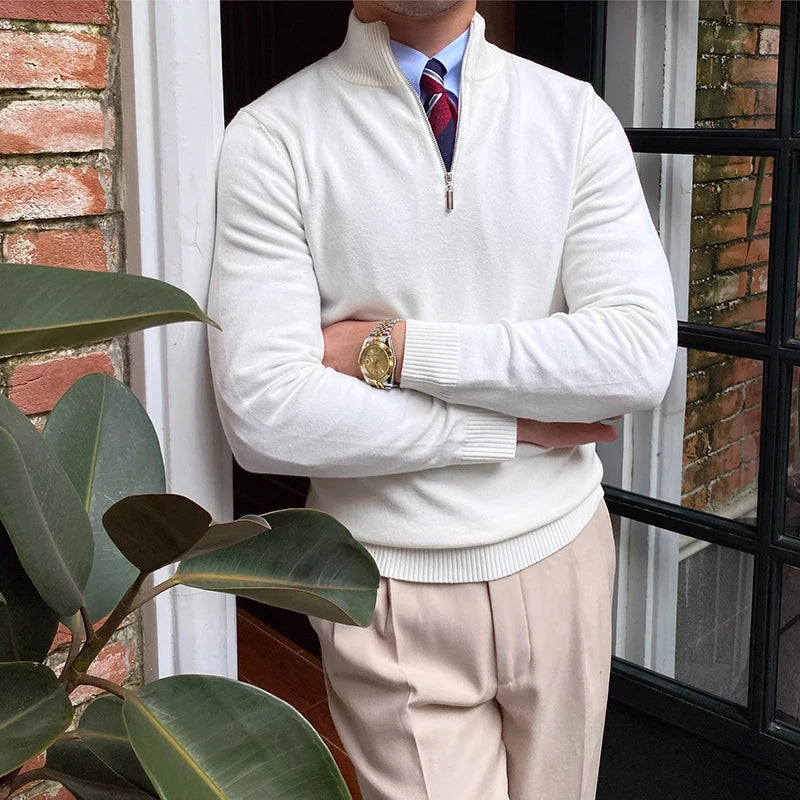 Halbzip Pullover aus weicher Strickmischung für Herren