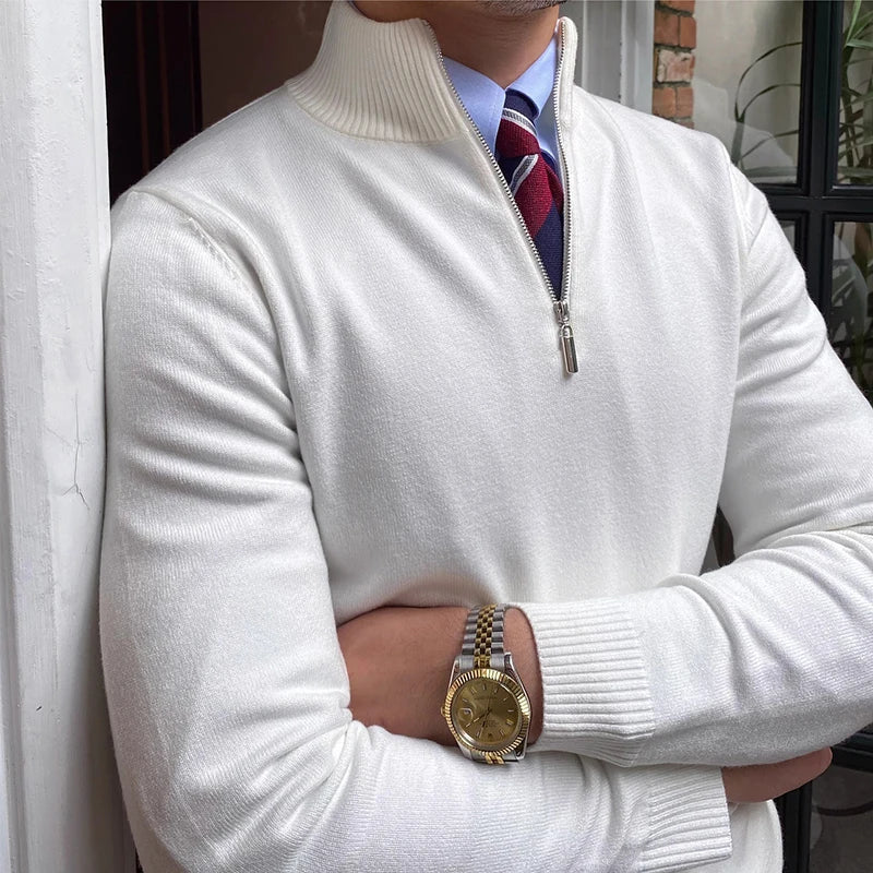 Halbzip Pullover aus weicher Strickmischung für Herren