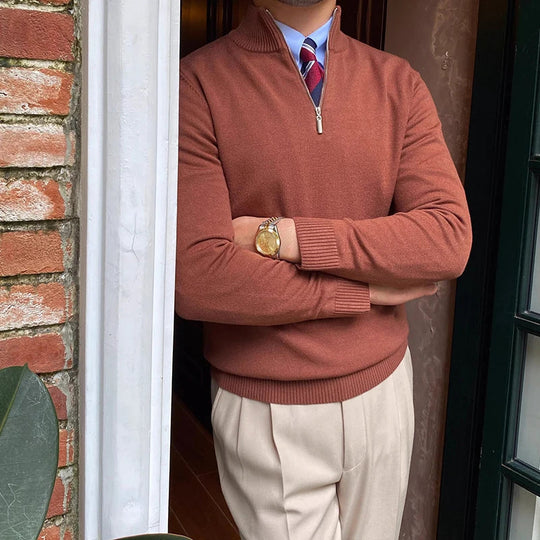 Halbzip Pullover aus weicher Strickmischung für Herren