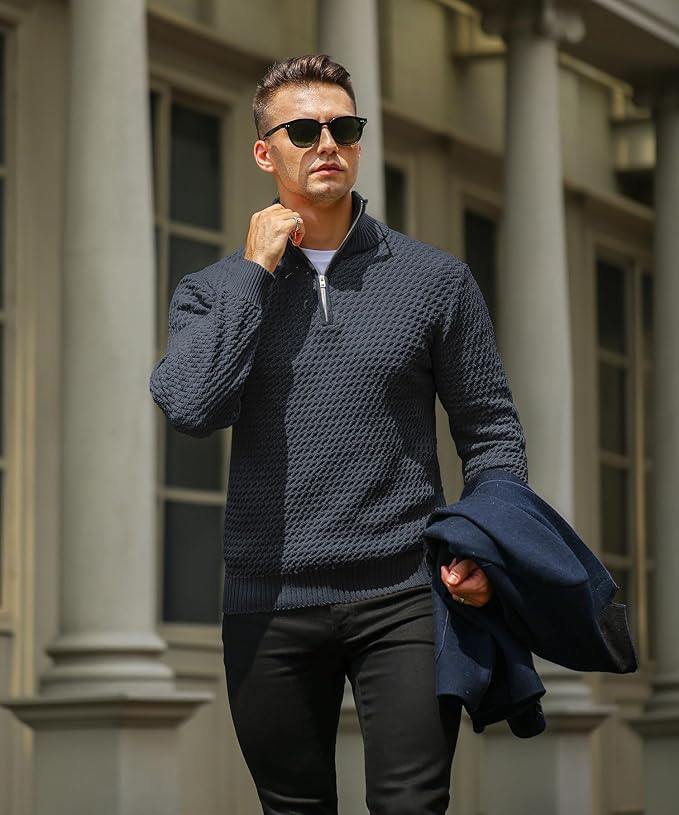 Halbzip Pullover für Herren aus warmer Fasermischung