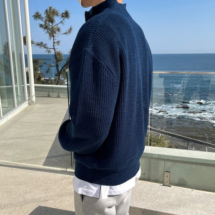 Halbzip Pullover mit Falten für Herren