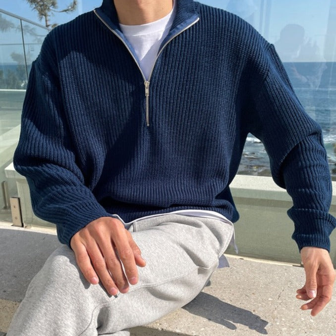 Halbzip Pullover mit Falten für Herren