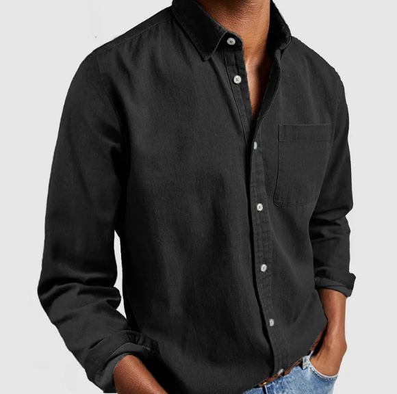 Variant image for Herren Baumwoll Denim Hemd Klassisches Button-Down-Shirt-31