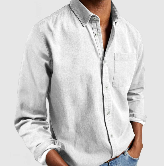 Herren Baumwoll Denim Hemd Klassisches Button-Down-Shirt