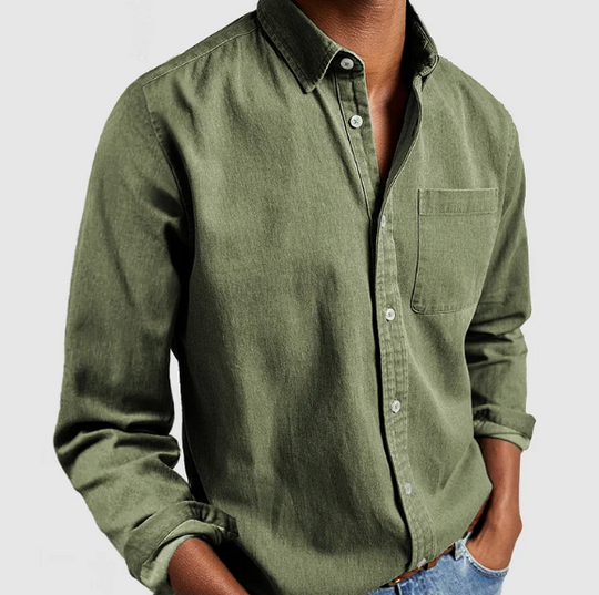 Herren Baumwoll Denim Hemd Klassisches Button-Down-Shirt