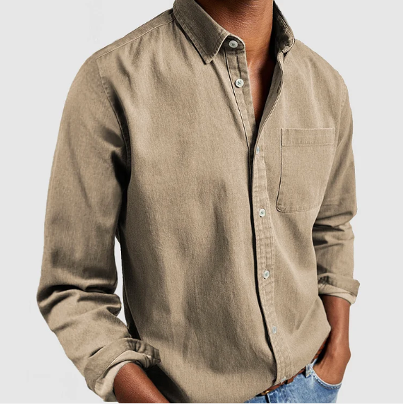 Variant image for Herren Baumwoll Denim Hemd Klassisches Button-Down-Shirt-13
