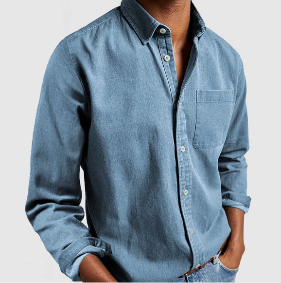 Variant image for Herren Baumwoll Denim Hemd Klassisches Button-Down-Shirt-19