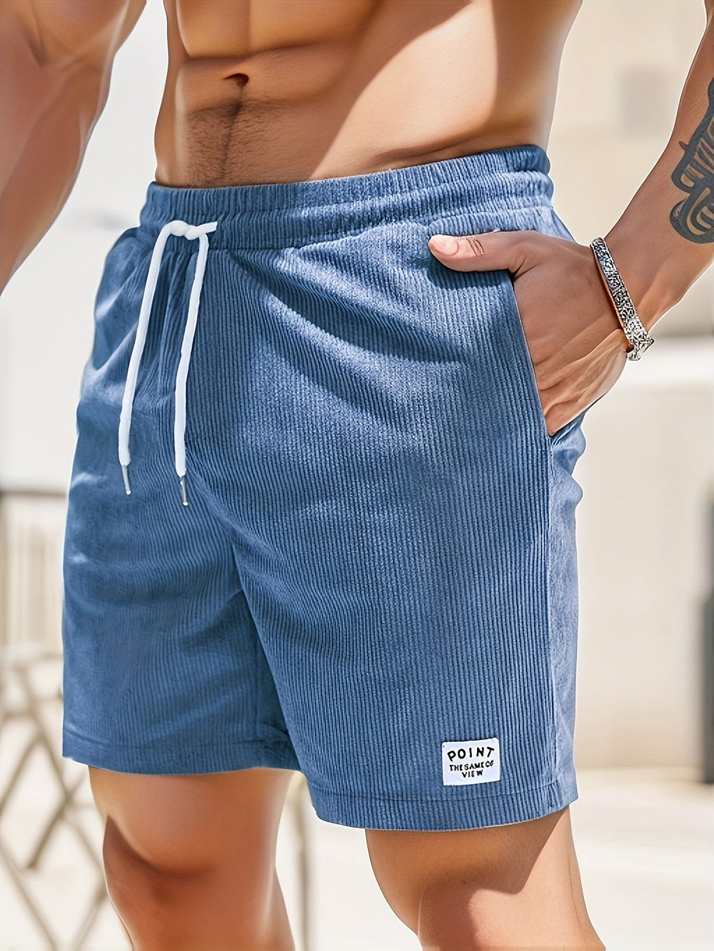 Herren Baumwoll Sommer Shorts mit Gestreiftem Design