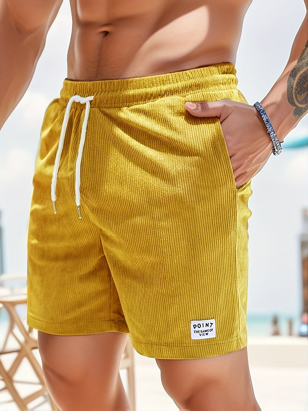 Herren Baumwoll Sommer Shorts mit Gestreiftem Design