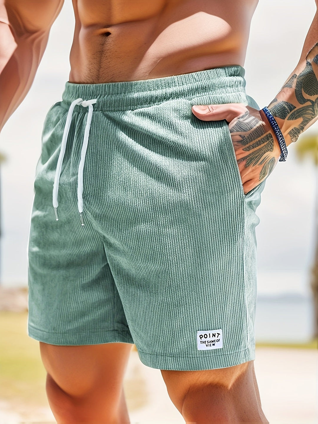 Herren Baumwoll Sommer Shorts mit Gestreiftem Design