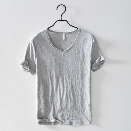 Herren Baumwoll Sommer T-Shirt V-Ausschnitt Atmungsaktiv Relaxed Fit