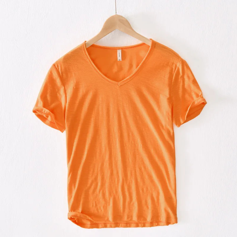 Variant image for Herren Baumwoll T-Shirt V-Ausschnitt Atmungsaktiv Relaxed Fit-26