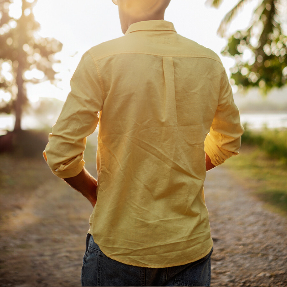 Herren Baumwollhemd V-Ausschnitt Sommer Hemden für Herren