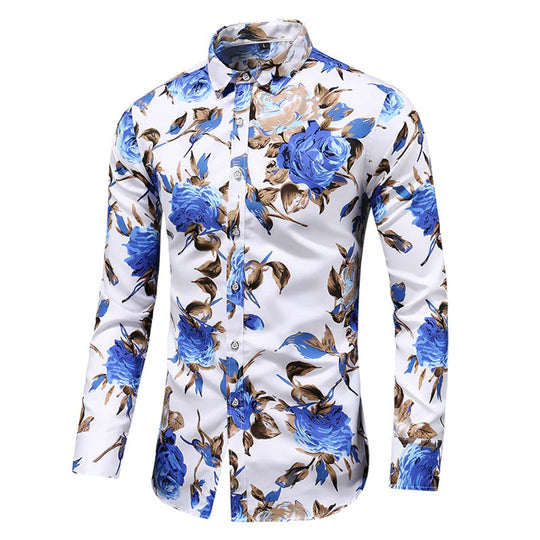Herren Baumwollhemd mit Blumenmuster