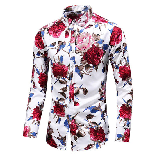 Herren Baumwollhemd mit Blumenmuster