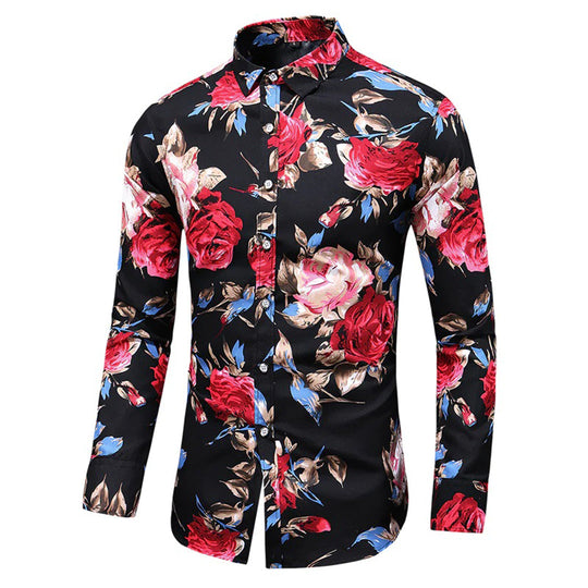 Herren Baumwollhemd mit Blumenmuster