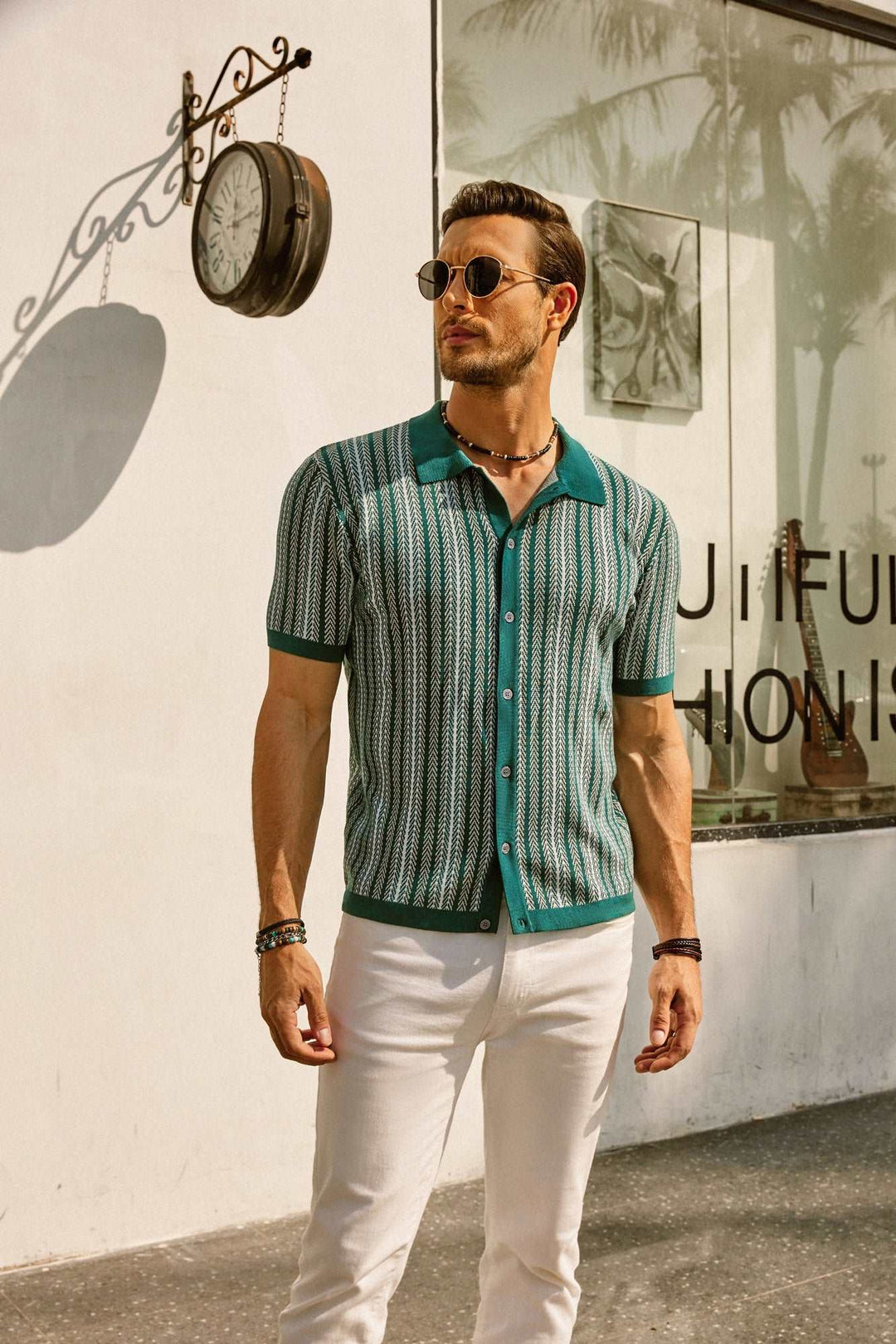Variant image for Herren Hemd Baumwolle Retro Button-Down Kurzarm-4