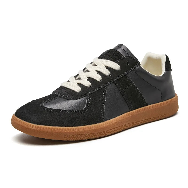 Herren Leder Retro Sneakers mit Robuster Sohle