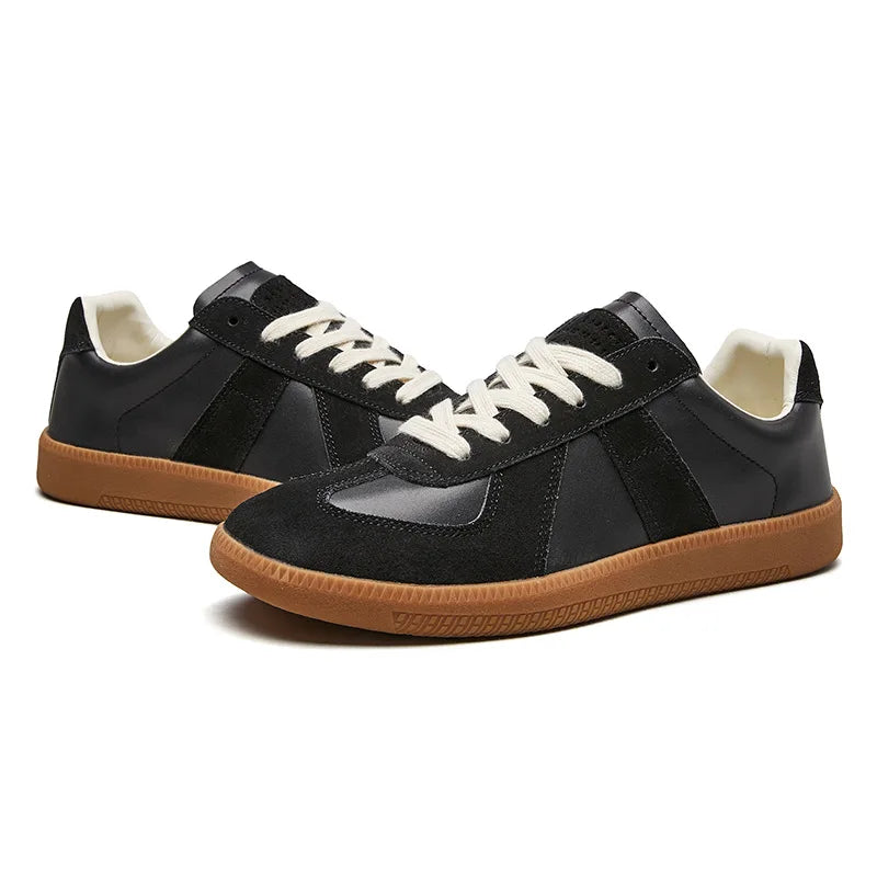 Herren Leder Retro Sneakers mit Robuster Sohle