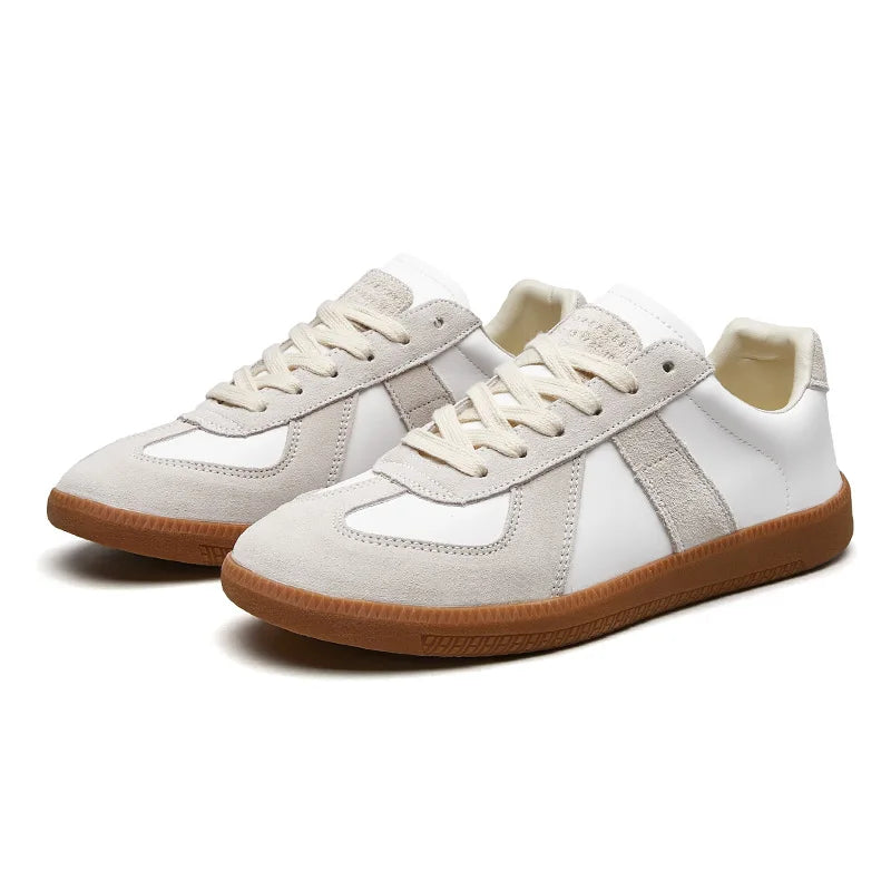 Herren Leder Retro Sneakers mit Robuster Sohle