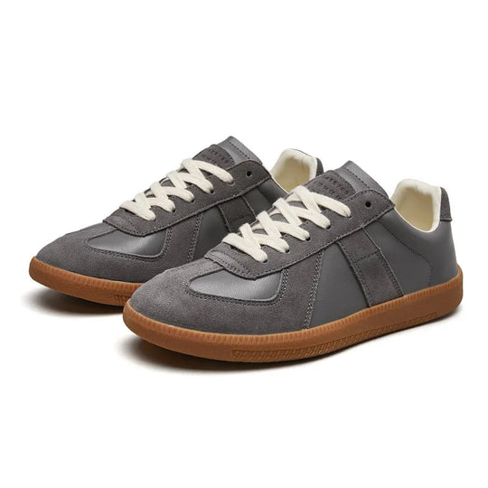 Herren Leder Retro Sneakers mit Robuster Sohle