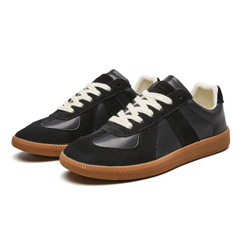 Herren Leder Retro Sneakers mit Robuster Sohle