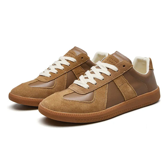 Herren Leder Retro Sneakers mit Robuster Sohle